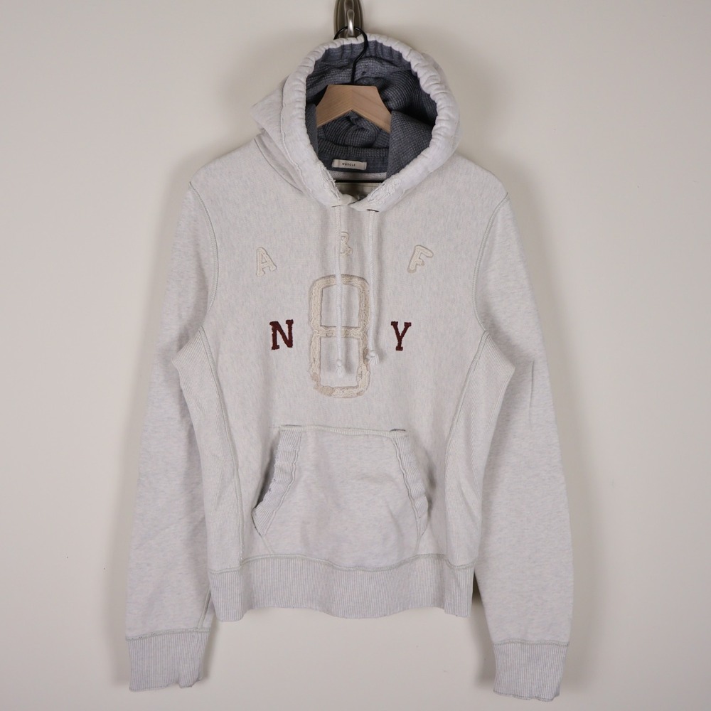 Abercrombie & Fitch Embroidered Pullover Muscle Hoodie Heather Gray Medium 22x26